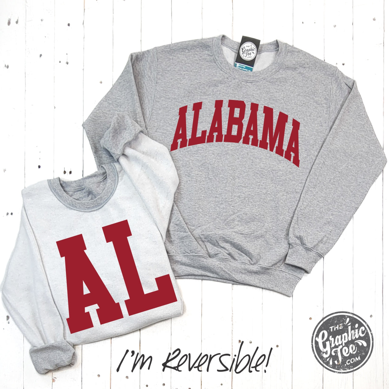 *WHOLESALE* Alabama Reversible Sport Grey Crewneck Sweatshirt