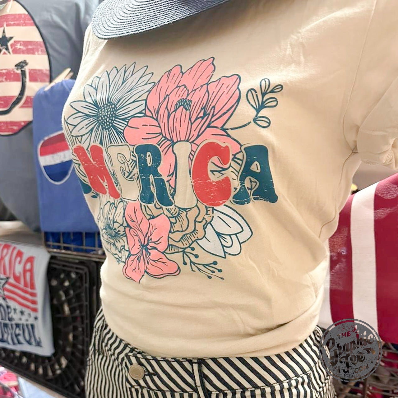 *WHOLESALE* America Floral Heather Dust Short Sleeve Tee