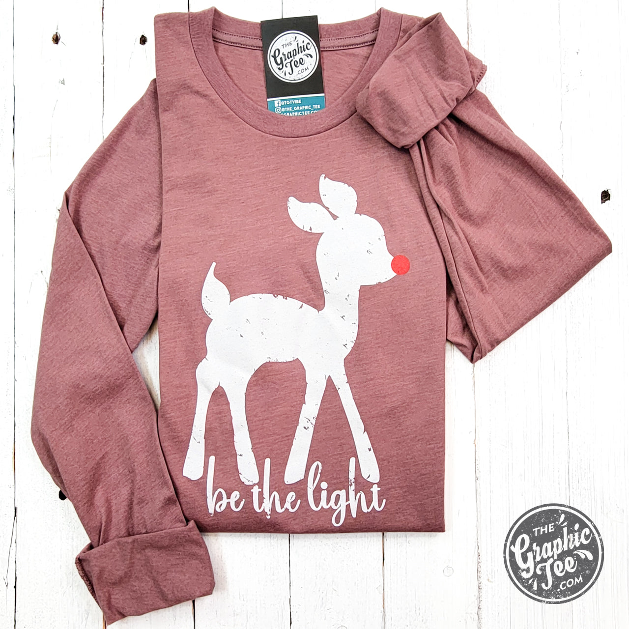 *WHOLESALE* Be The Light Heather Mauve Long Sleeve Tee