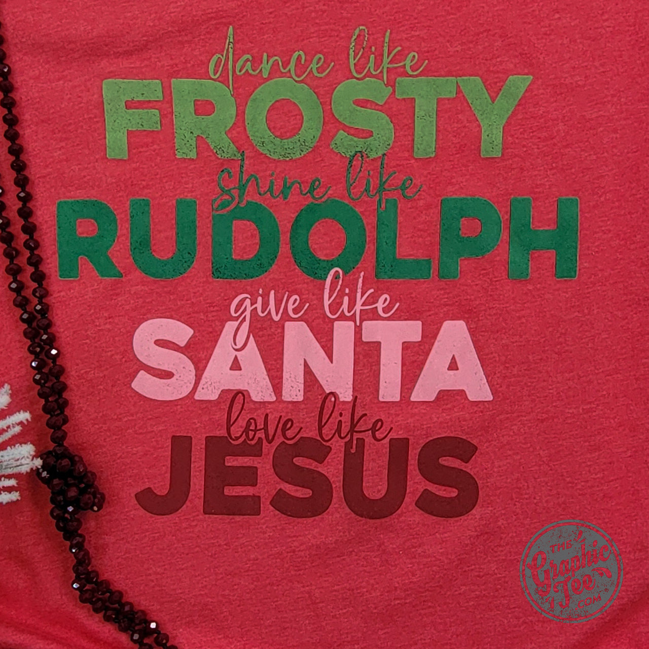*WHOLESALE* Dance Like Frosty Love Like Jesus Heather Red Short Sleeve V Neck Tee