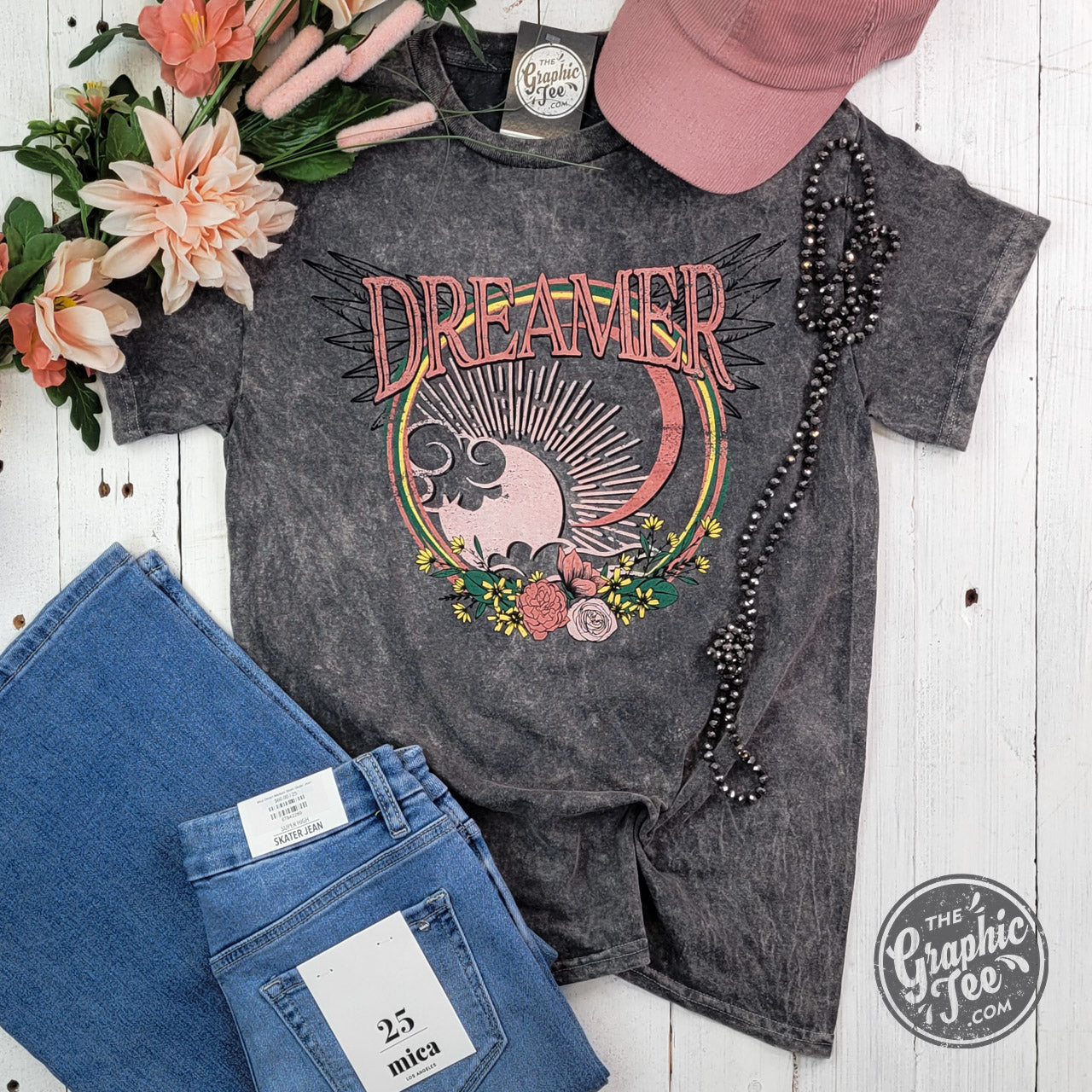 *WHOLESALE* Dreamer Grey Mineral Wash Short Sleeve Crewneck Tee