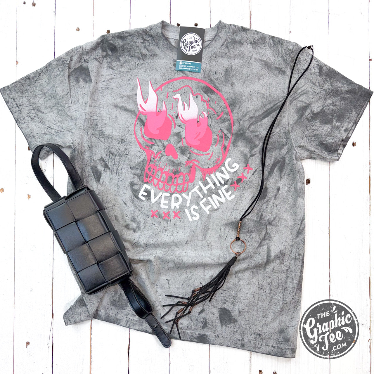 *WHOLESALE* Everything is Fine Skull Pigment Dyed Colorblast Tee