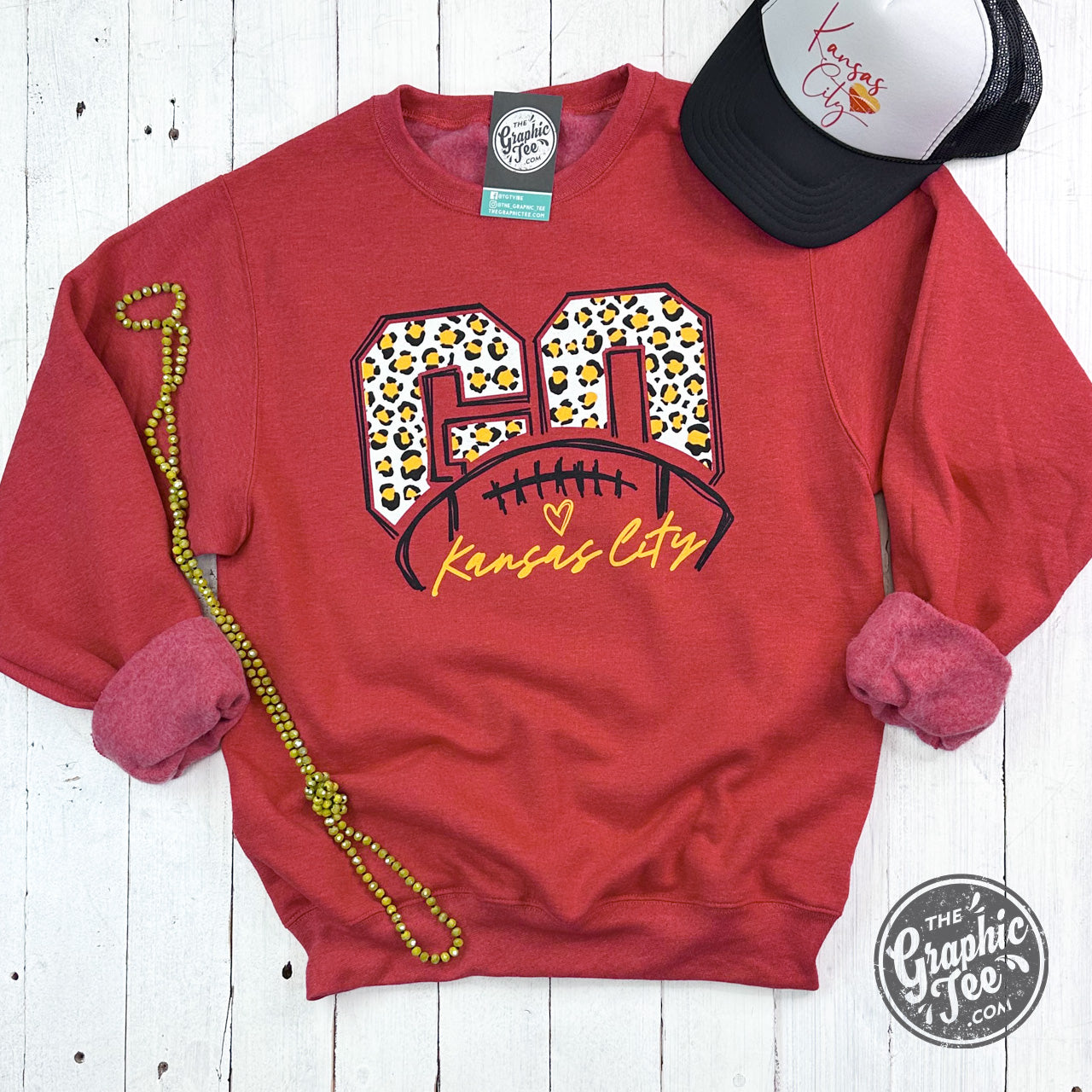 *WHOLESALE* Go KC Leopard Red Unisex Crewneck Sweatshirt