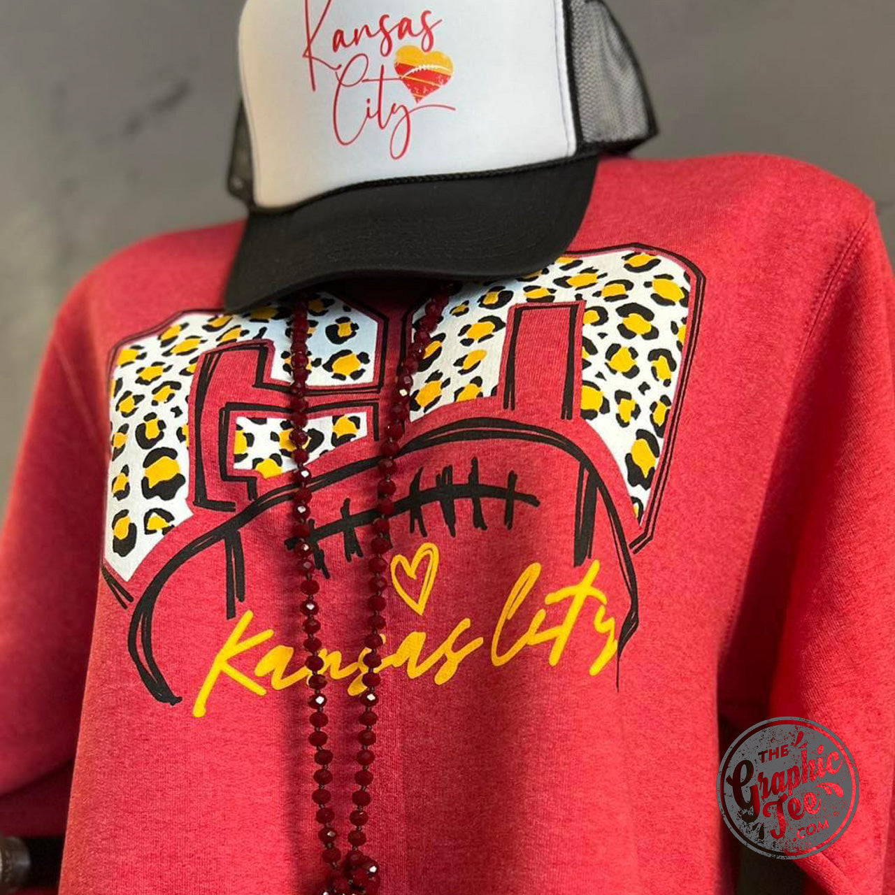 *WHOLESALE* Go KC Leopard Red Unisex Crewneck Sweatshirt