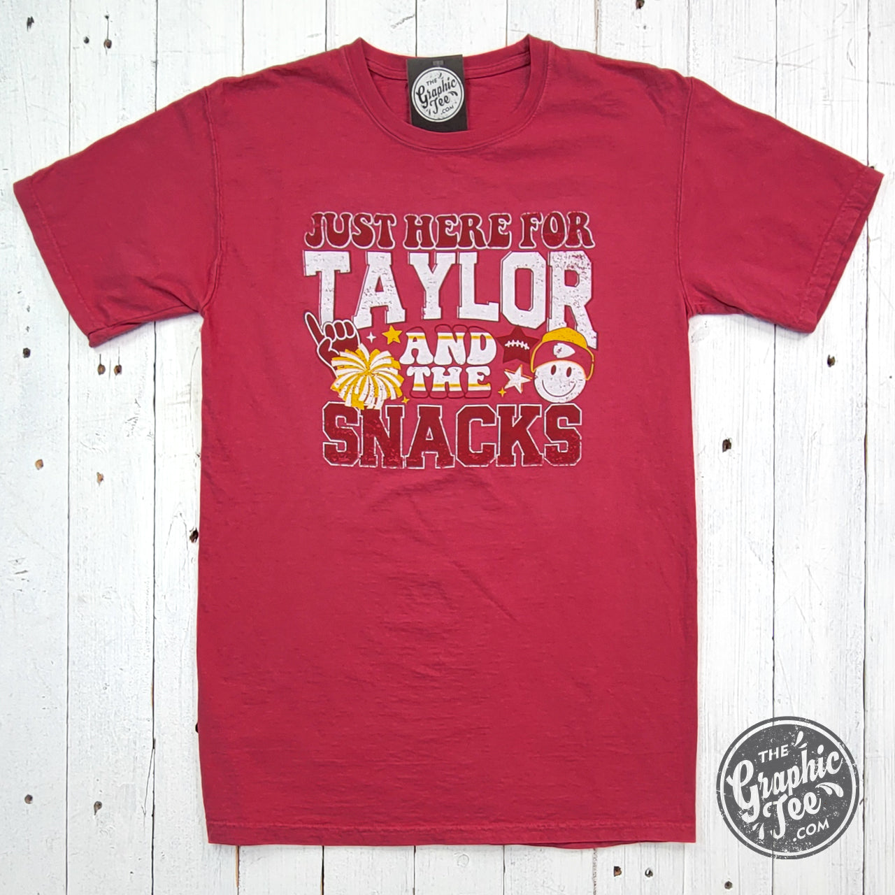 *WHOLESALE* Just Here For Taylor and the Snacks Crimson Fall Comfort Wash Short Sleeve Tee