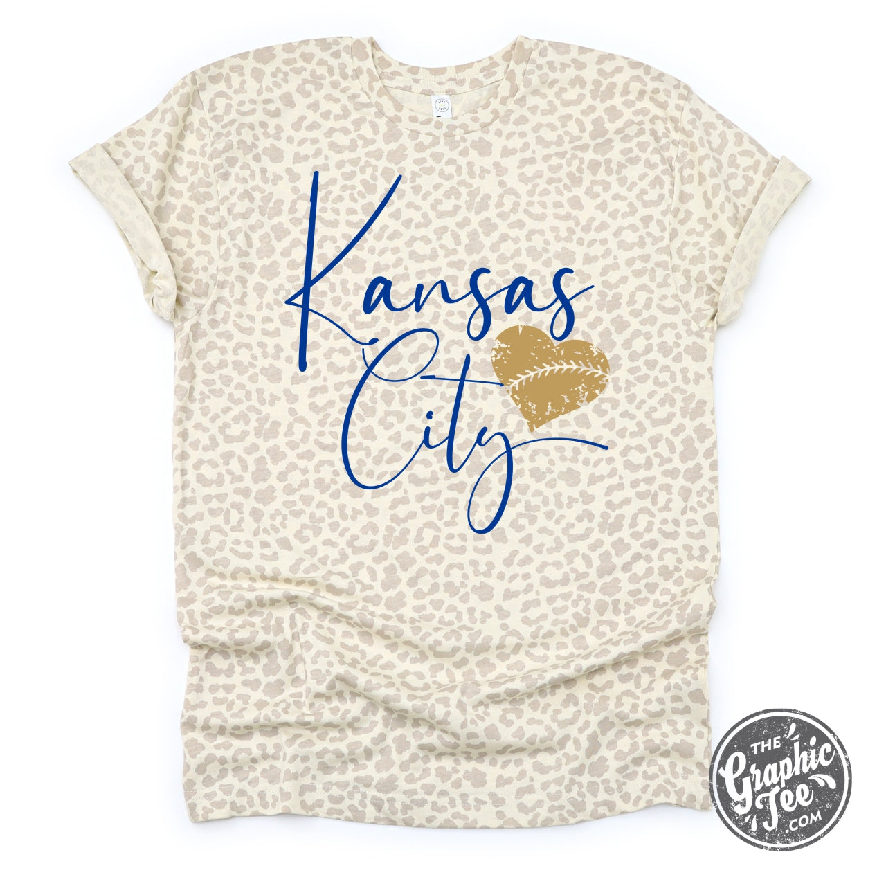 *WHOLESALE* Kansas City Baseball Natural Leopard Tee