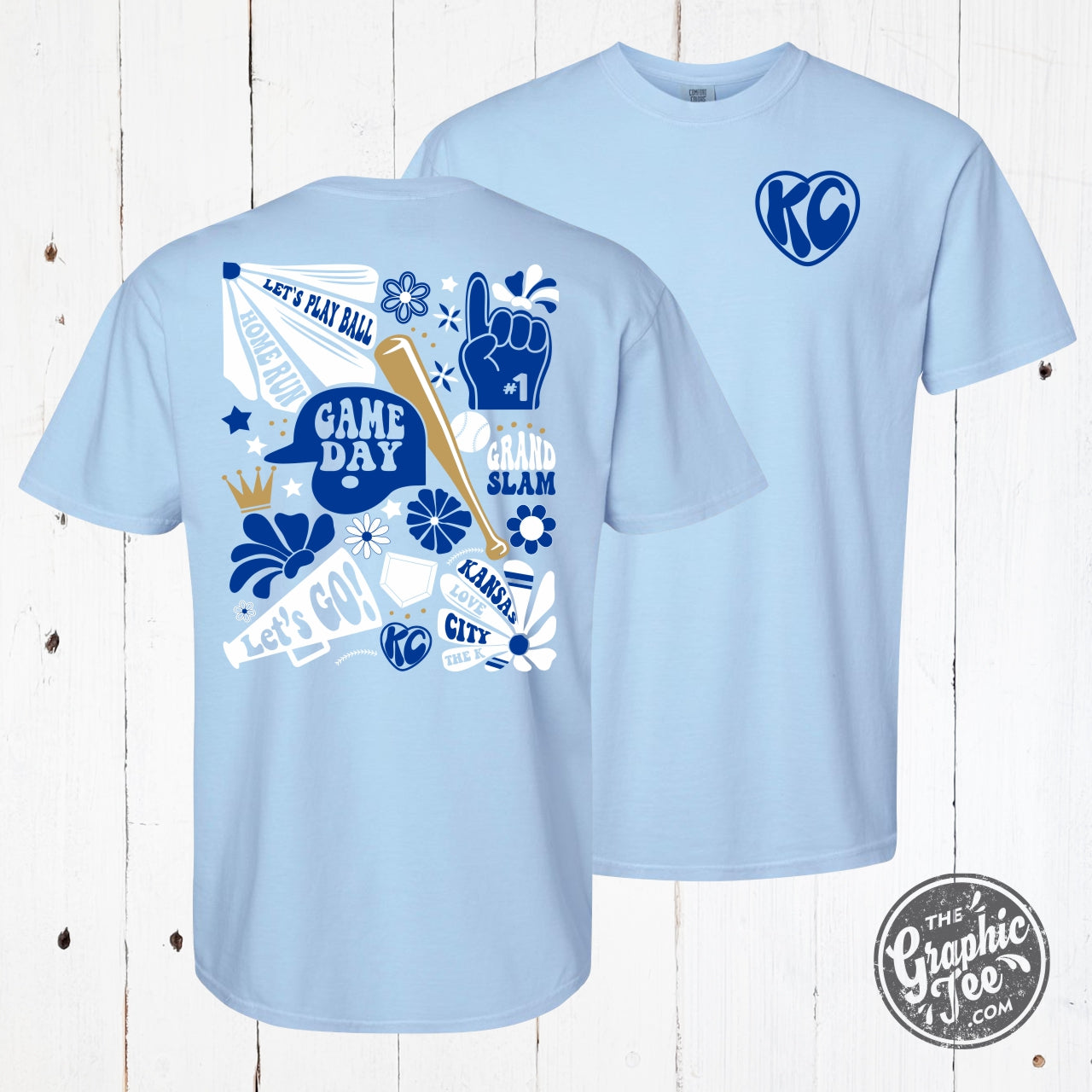 *WHOLESALE* Kansas City Groovy Baseball Garment Dyed Short Sleeve Tee