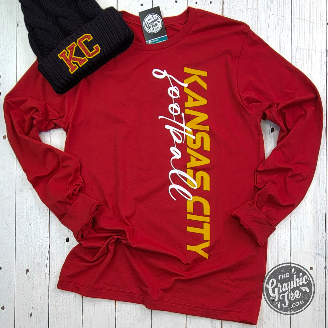 *WHOLESALE* Kansas City Football Side Print Long Sleeve Tee