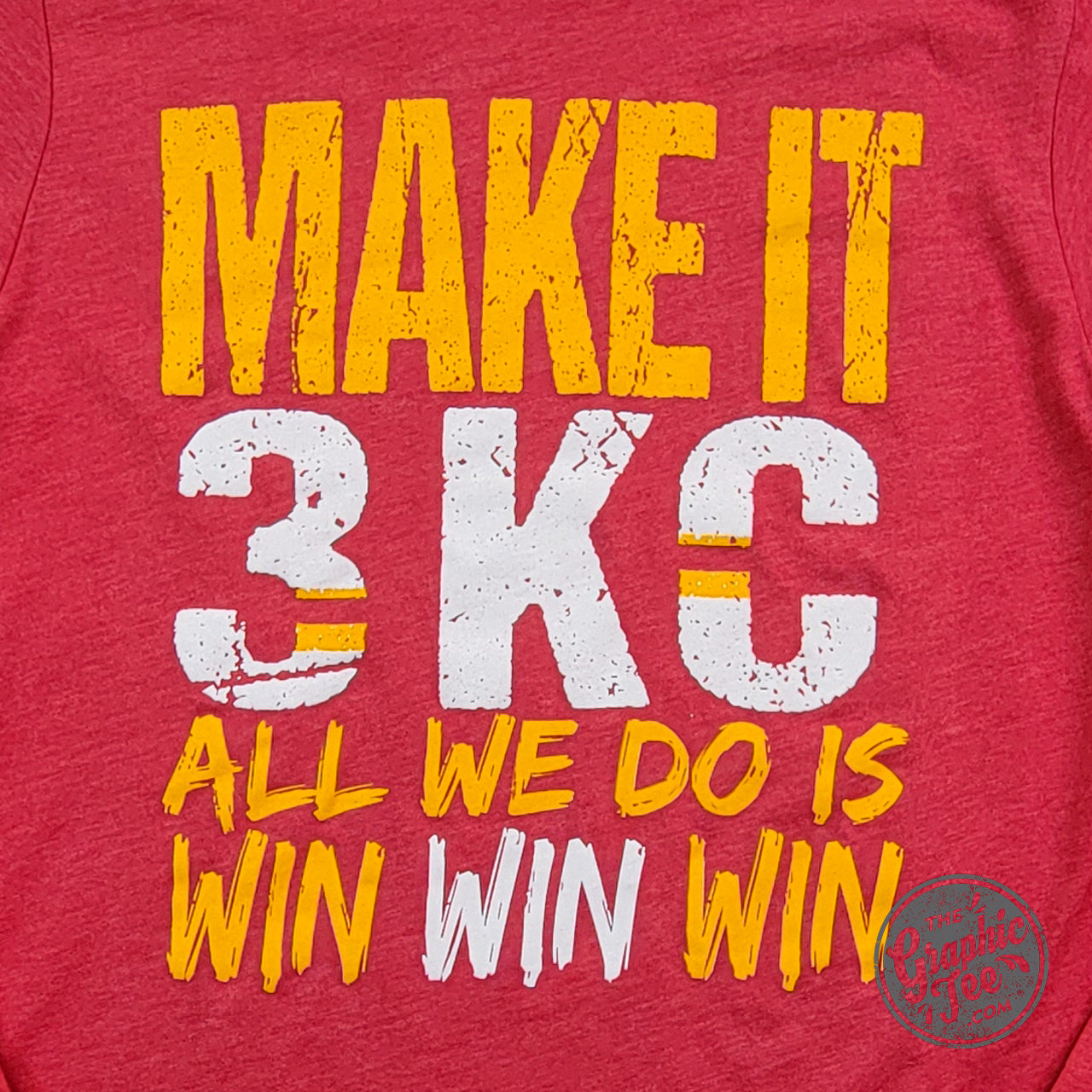 *WHOLESALE* KC Make It 3 All We Do Is Win Win Win Heather Red Long Sleeve Tee