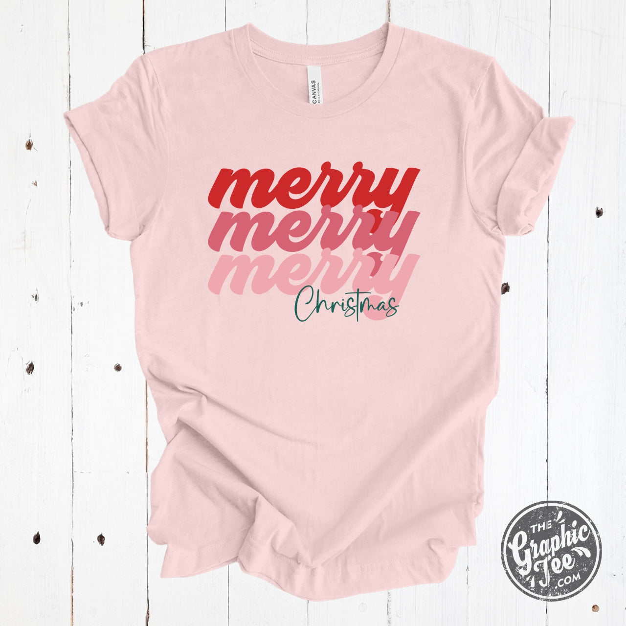 *WHOLESALE* Merry Merry Merry Soft Pink Short Sleeve Crew Neck Tee