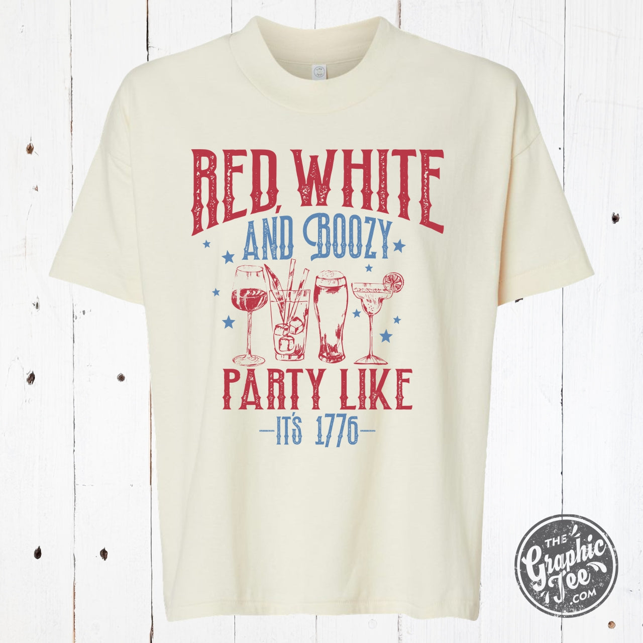 *WHOLESALE* Red White and Boozy Ladies Cut Hi-low Tee