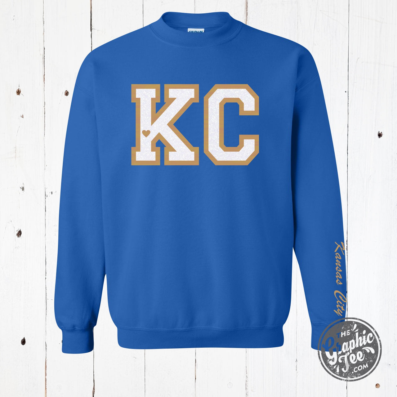 *WHOLESALE* Royal KC Glitter Applique Crewneck Sweatshirt