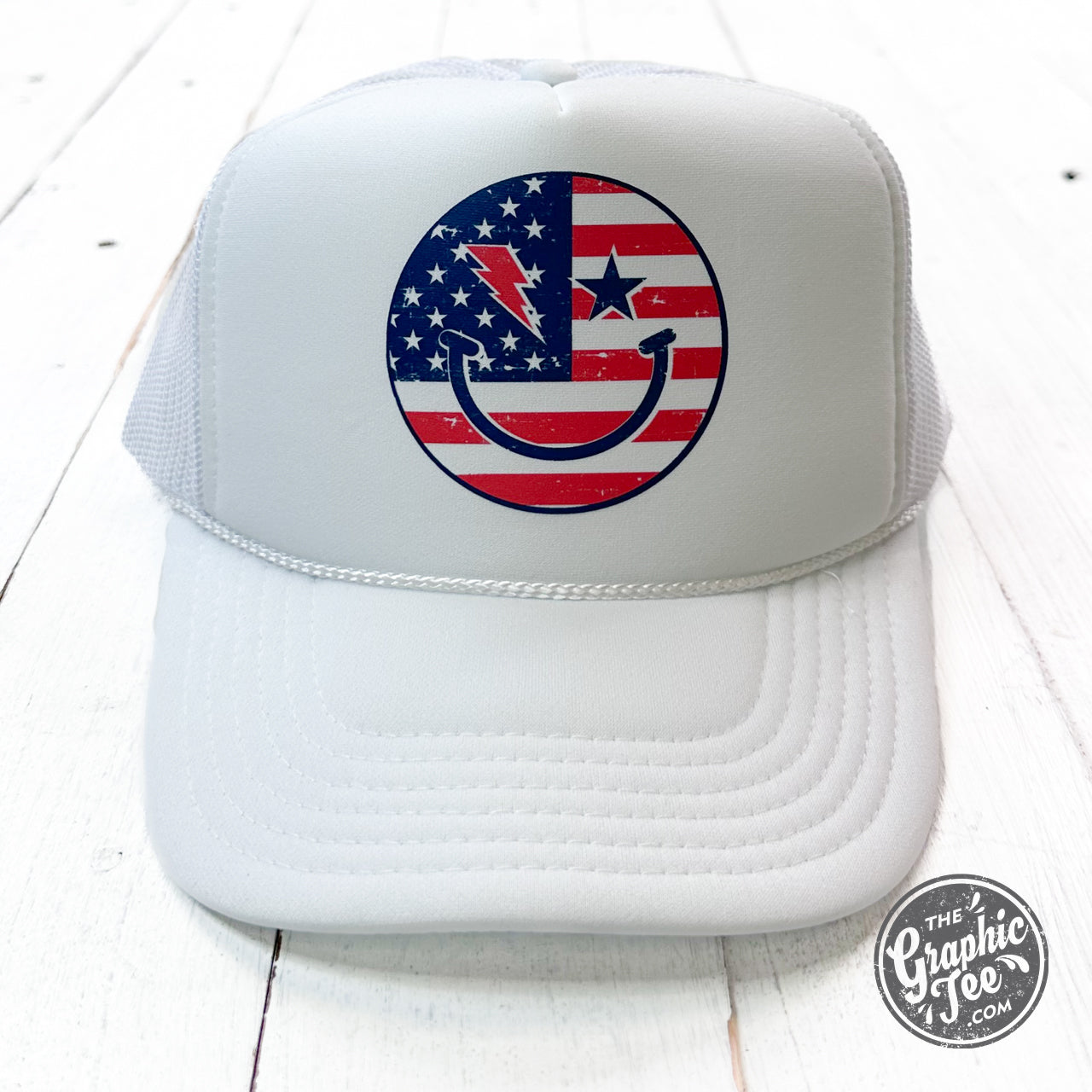 *WHOLESALE* USA Smiley Foam Trucker Cap