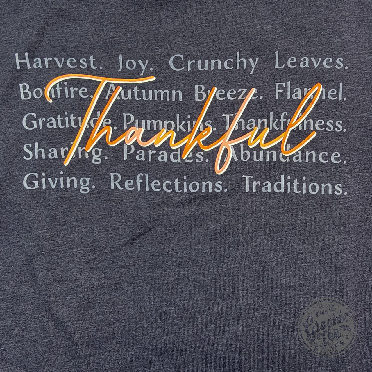 *WHOLESALE* Thankful with Words Heather Navy Long Sleeve Tee