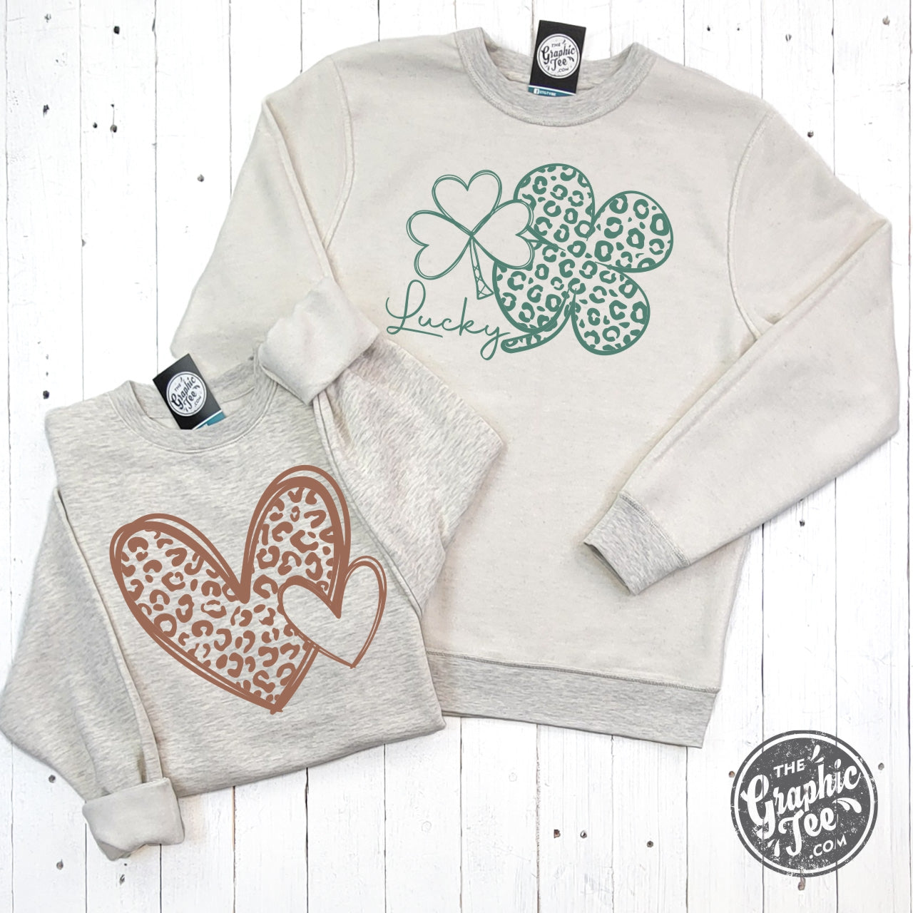 *WHOLESALE* Reversible Hearts to Shamrocks Cheetah Print Crewneck Sweatshirt