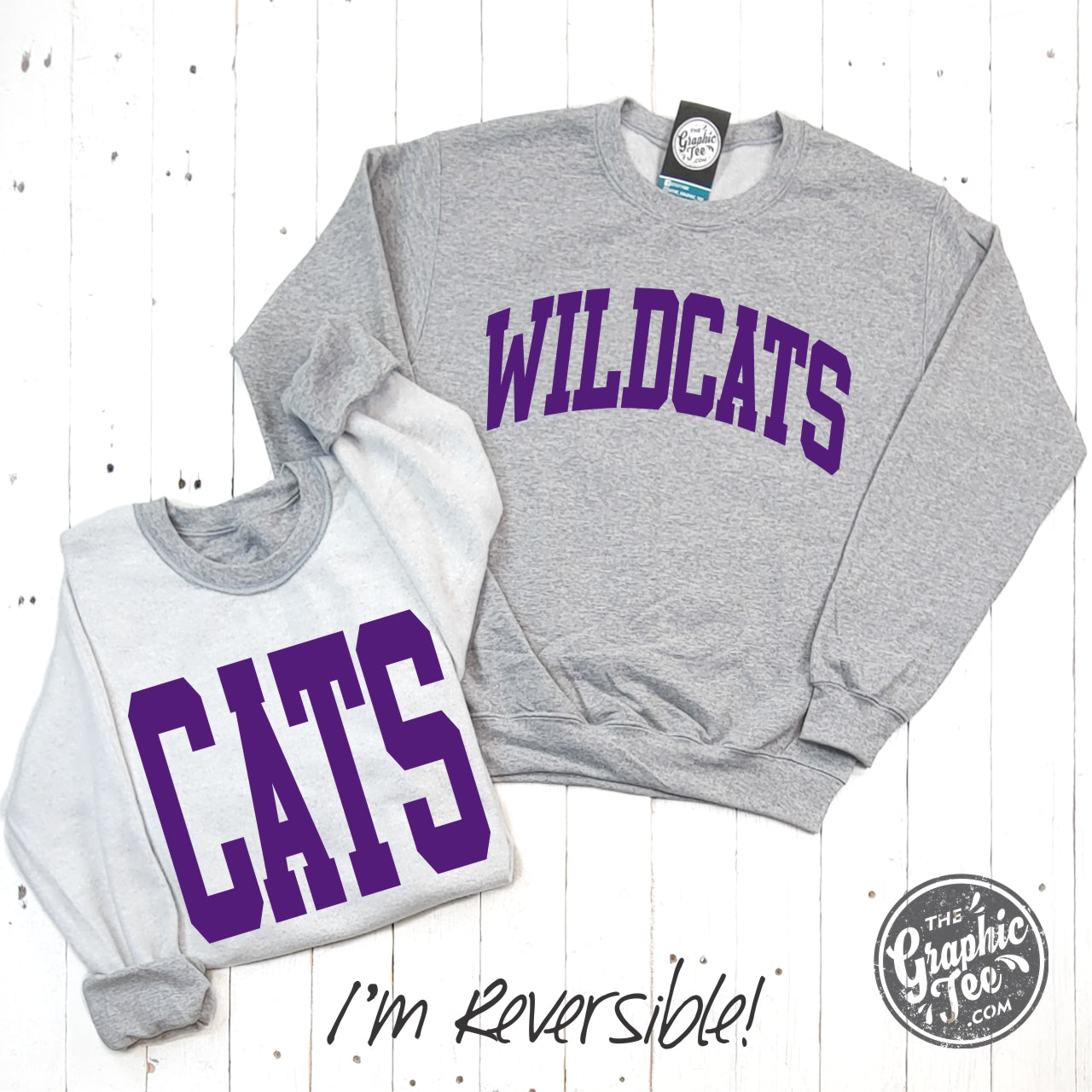 *WHOLESALE* Wildcats Reversible Sport Grey Crewneck Sweatshirt