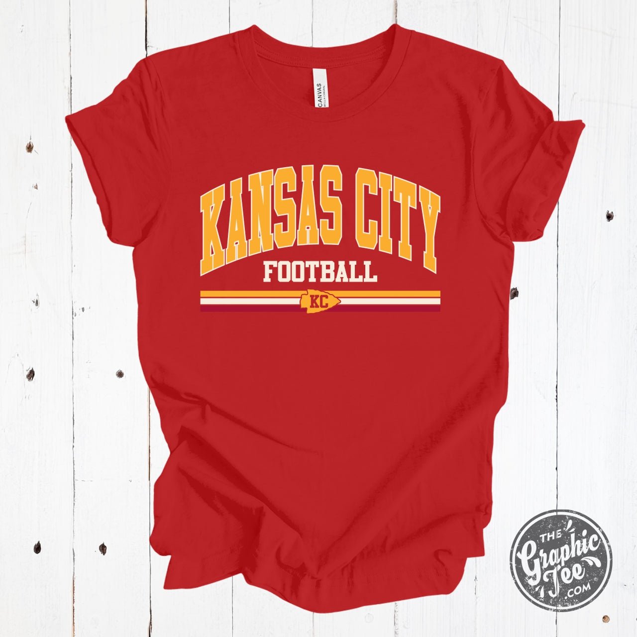 Kansas City Football Retro 3 Stripe Red Unisex Short Sleeve Tee - The Graphic Tee
