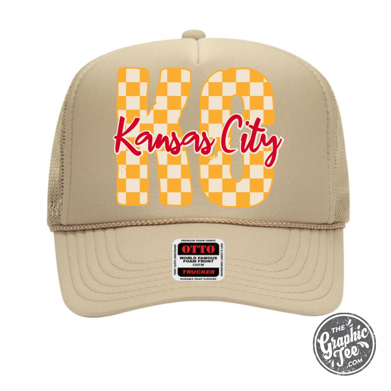 Kansas City Gold Checkerboard Pattern Foam Trucker Cap - The Graphic Tee