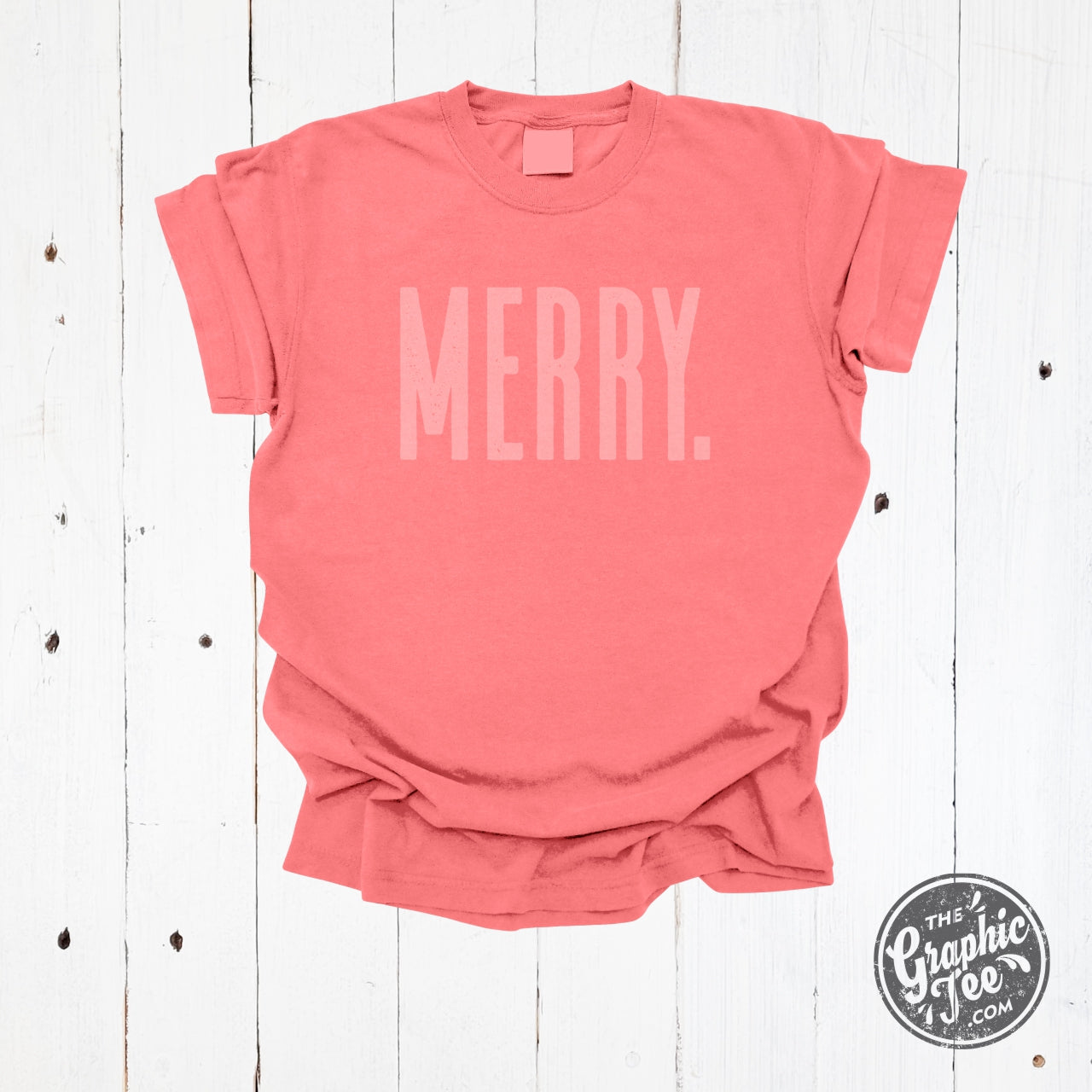 *WHOLESALE* Merry. Coral Garment Dyed Unisex Short Sleeve Tee