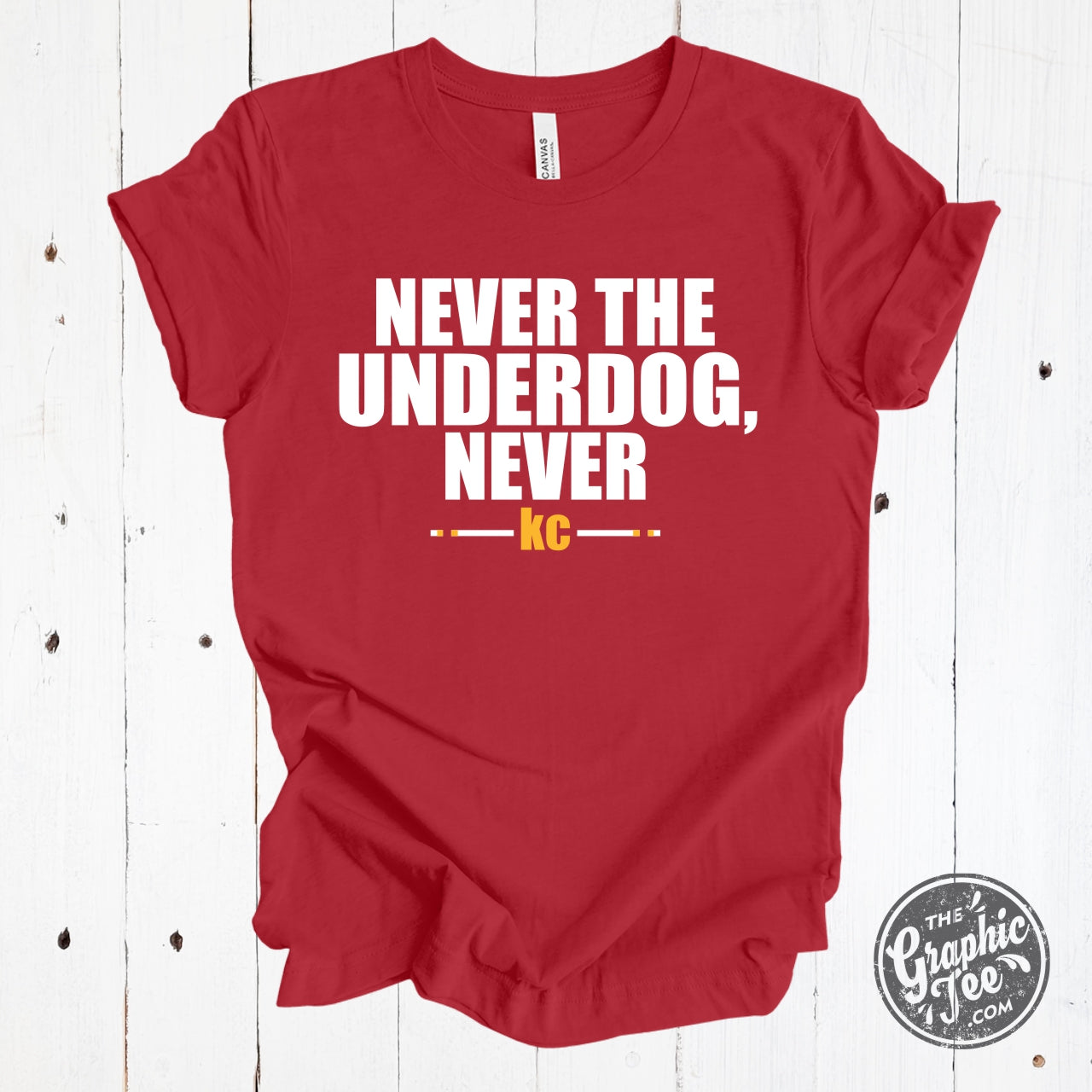 *WHOLESALE* Never the Underdog, Never KC Crewneck Tee