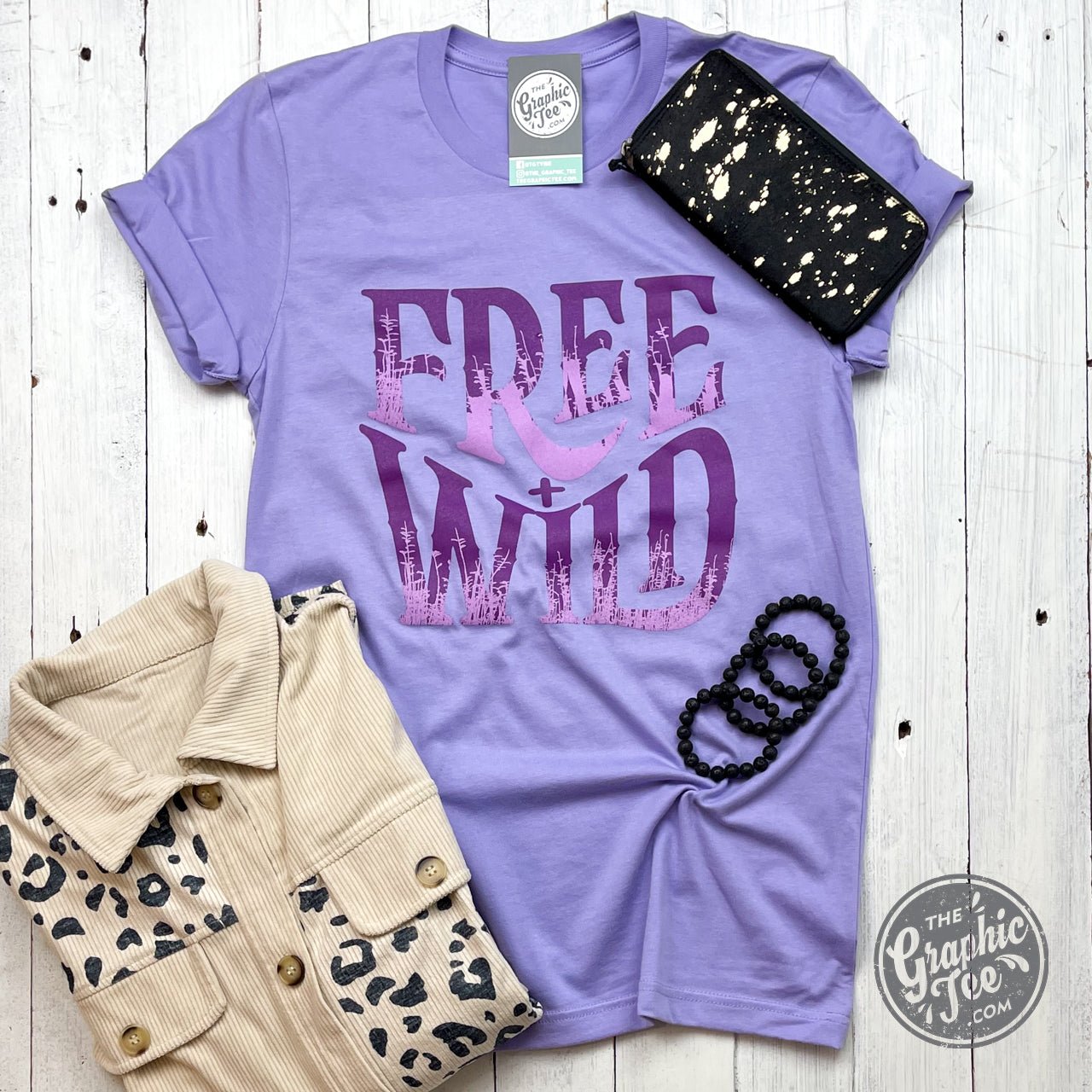 *WHOLESALE* Free + Wild Dark Lavender Short Sleeve Crew Neck Tee - The Graphic Tee