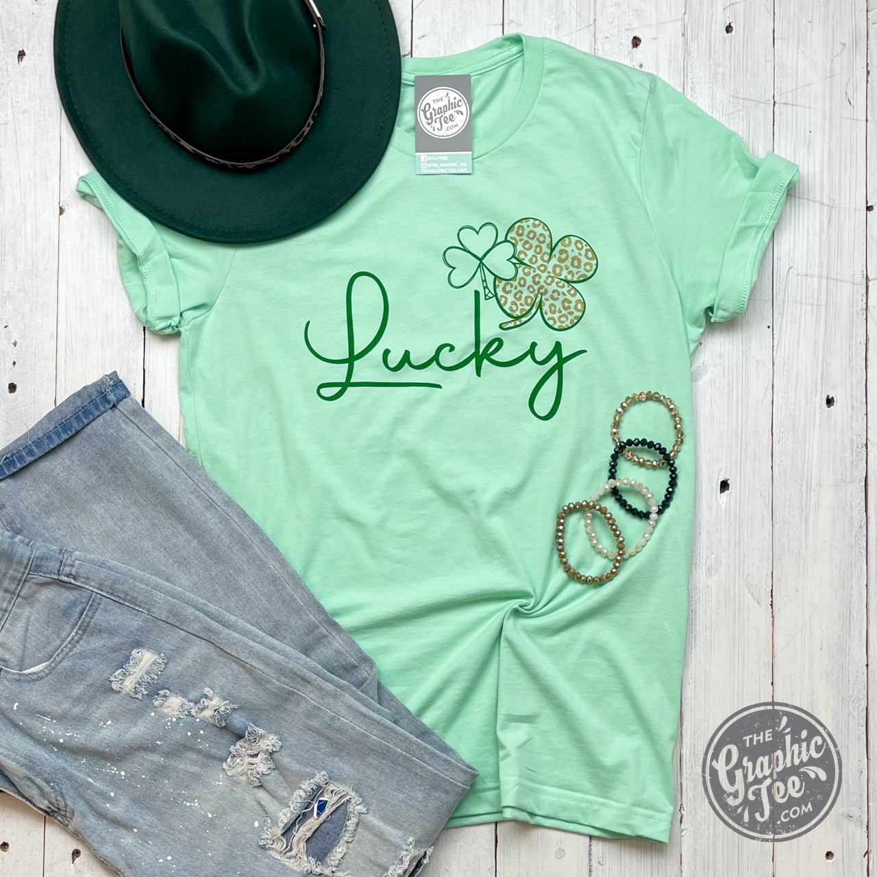 *WHOLESALE* Lucky Gold Cheetah Shamrock Short Sleeve Tee - The Graphic Tee