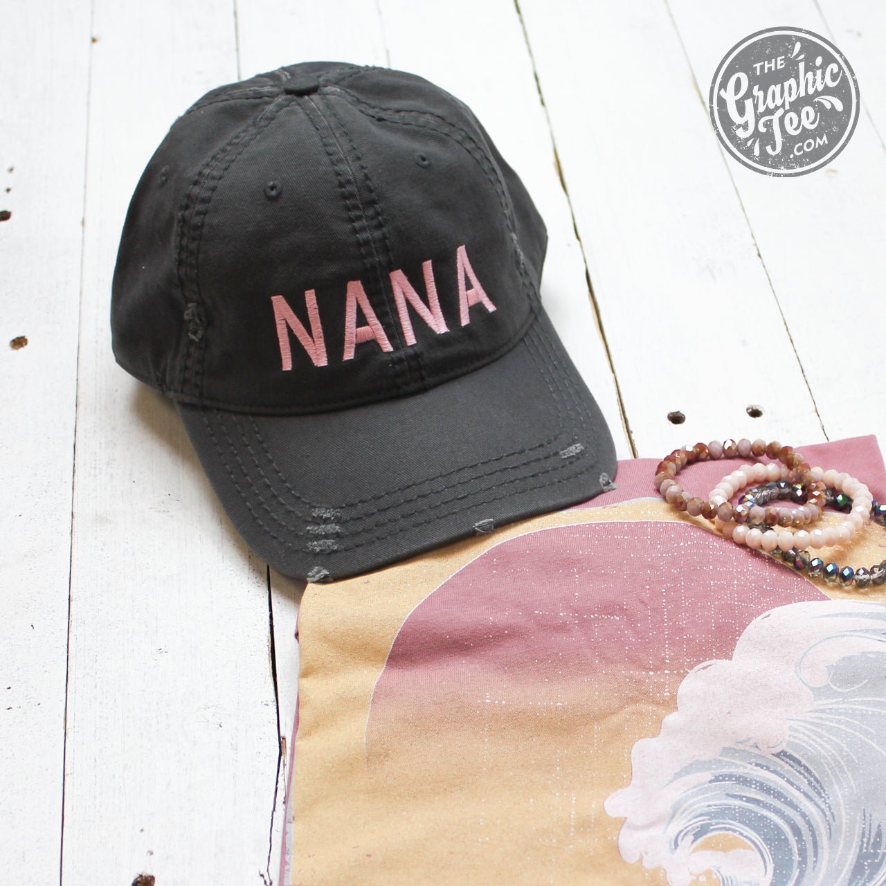 *WHOLESALE* Nana - Charcoal Distressed Canvas Hat - The Graphic Tee