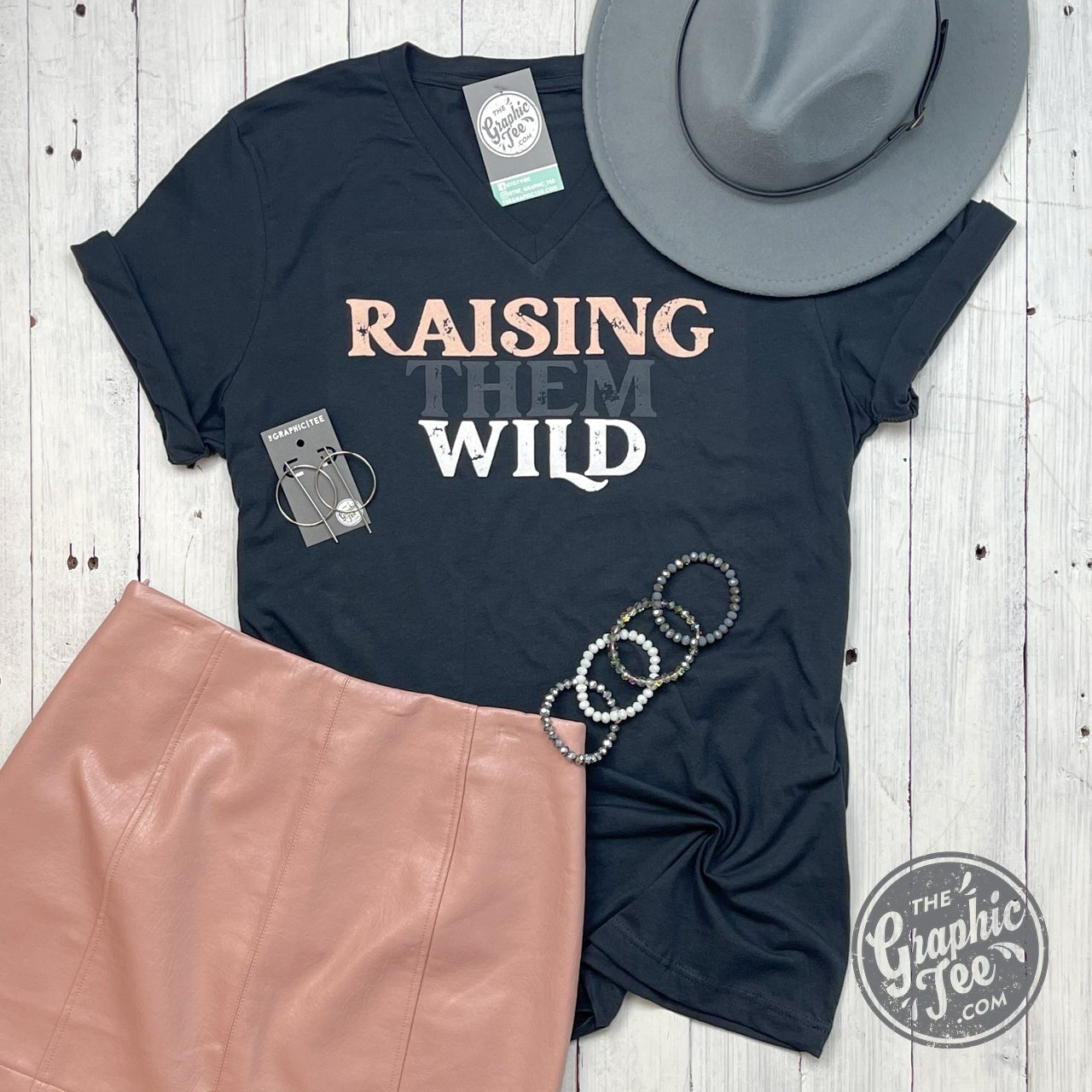 *WHOLESALE* Raising Them Wild V-Neck Tee - The Graphic Tee