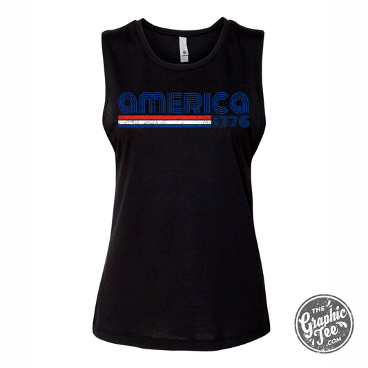 *WHOLESALE* America 1776 Ladies Black Tank