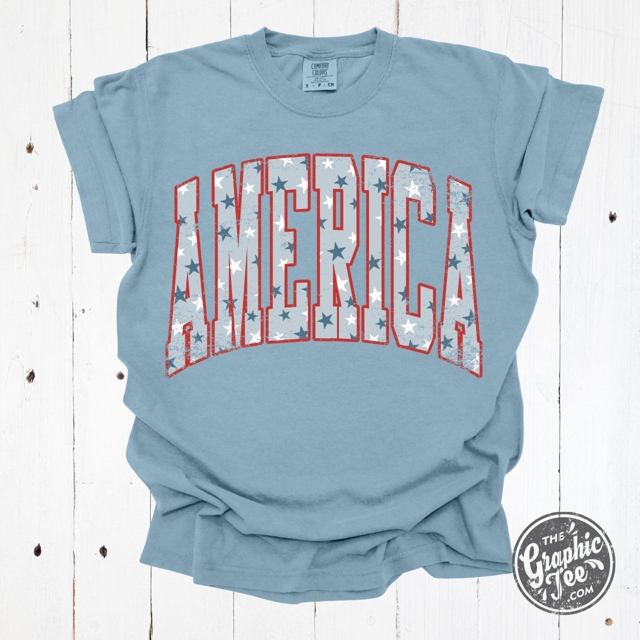 *WHOLESALE* America Star Spangled Pigment Dyed Short Sleeve Tee
