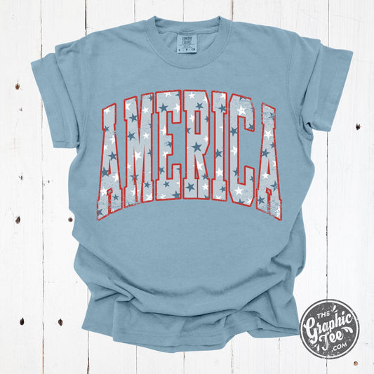 *WHOLESALE* America Star Spangled Pigment Dyed Short Sleeve Tee