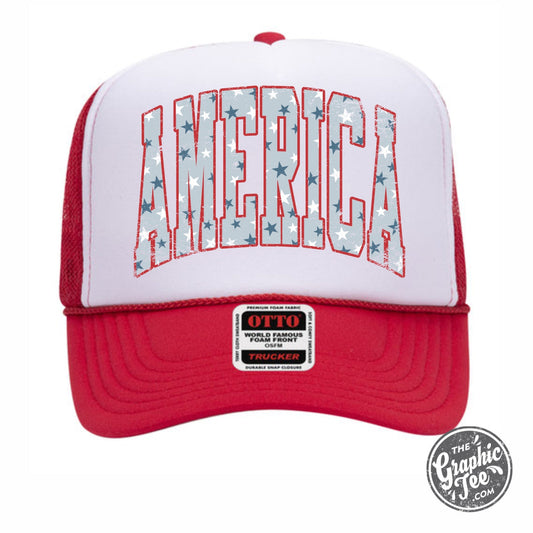 *WHOLESALE* AMERICA with Stars Foam Trucker Cap