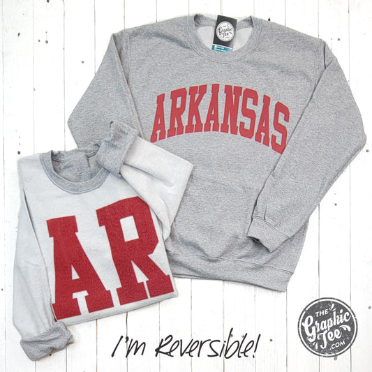 *WHOLESALE* Arkansas Reversible Sport Grey Crewneck Sweatshirt