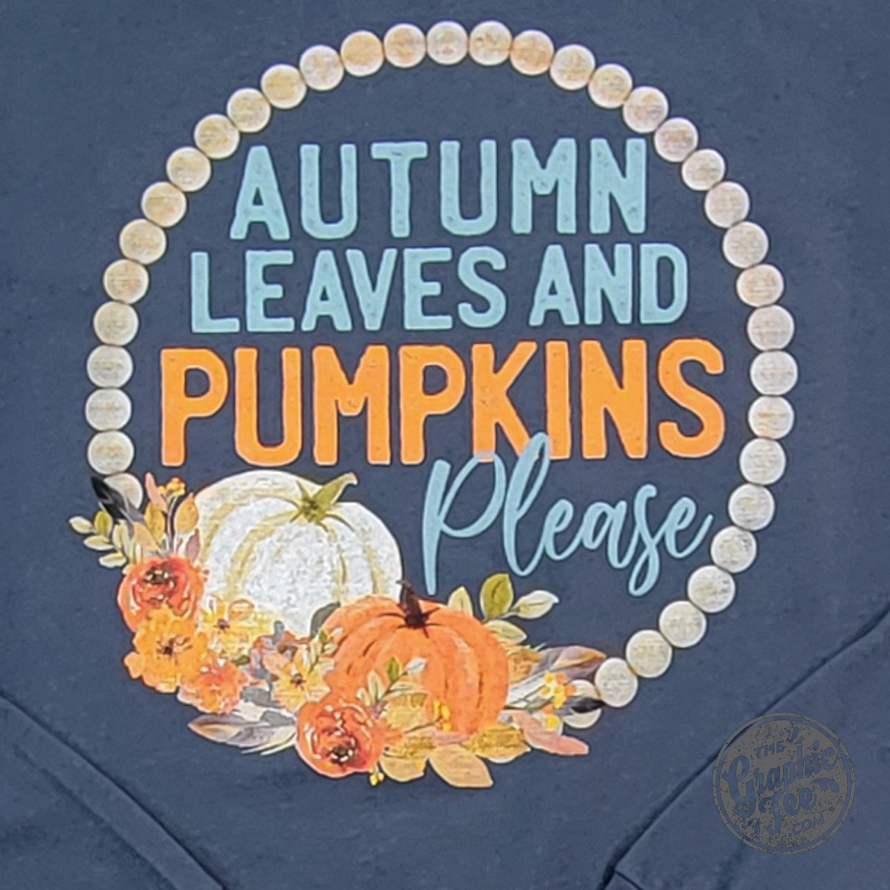 *WHOLESALE* Autumn Leaves and Pumpkins Please Vintage Navy Long Sleeve Tee