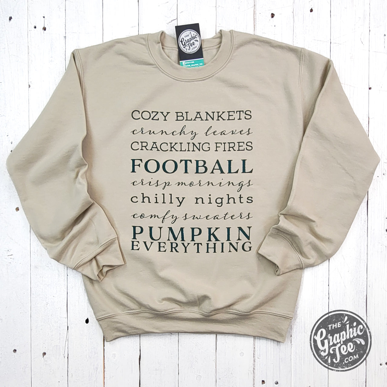 WHOLESALE Autumn Words Cozy Sand Crewneck Sweatshirt