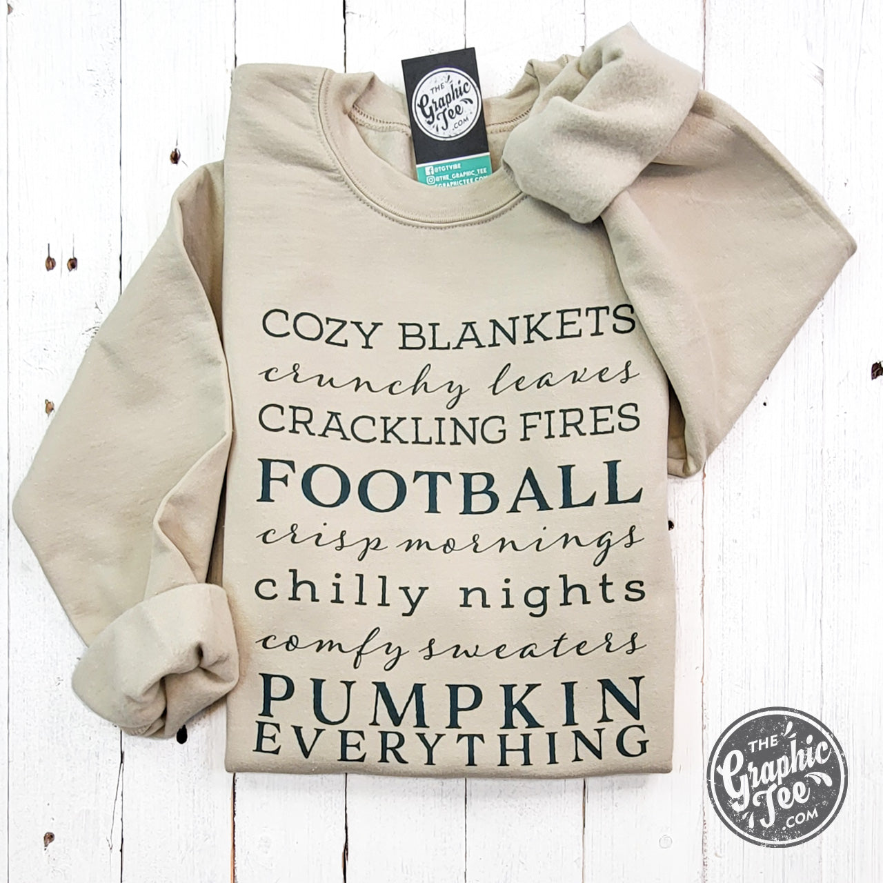 *WHOLESALE* Autumn Words Cozy Sand Crewneck Sweatshirt