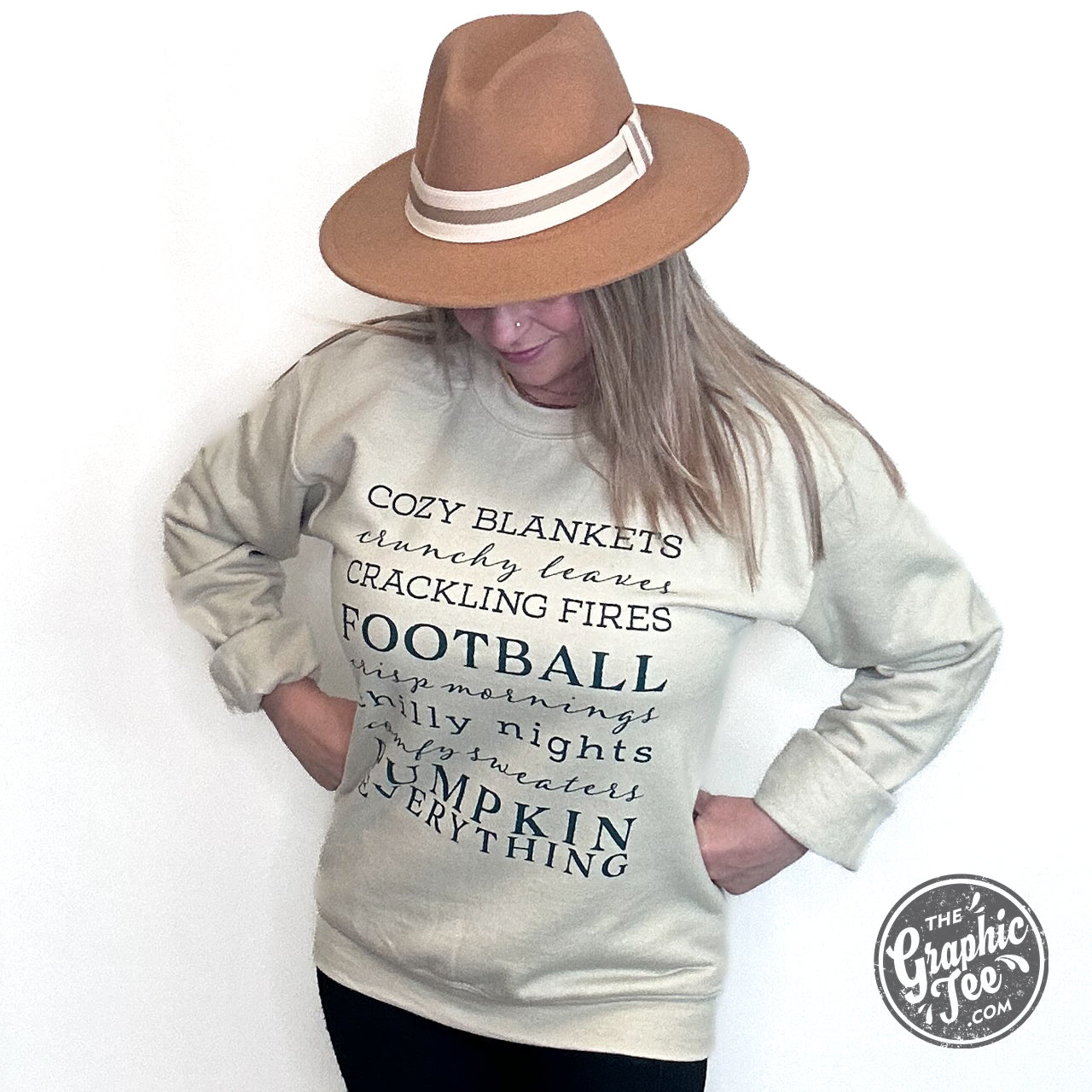 *WHOLESALE* Autumn Words Cozy Sand Crewneck Sweatshirt