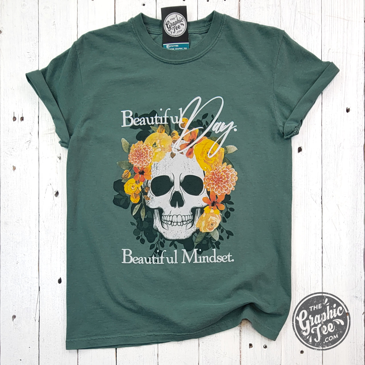 *WHOLESALE* Beautiful Day. Beautiful Mindset. Pigment Dyed Short Sleeve Tee
