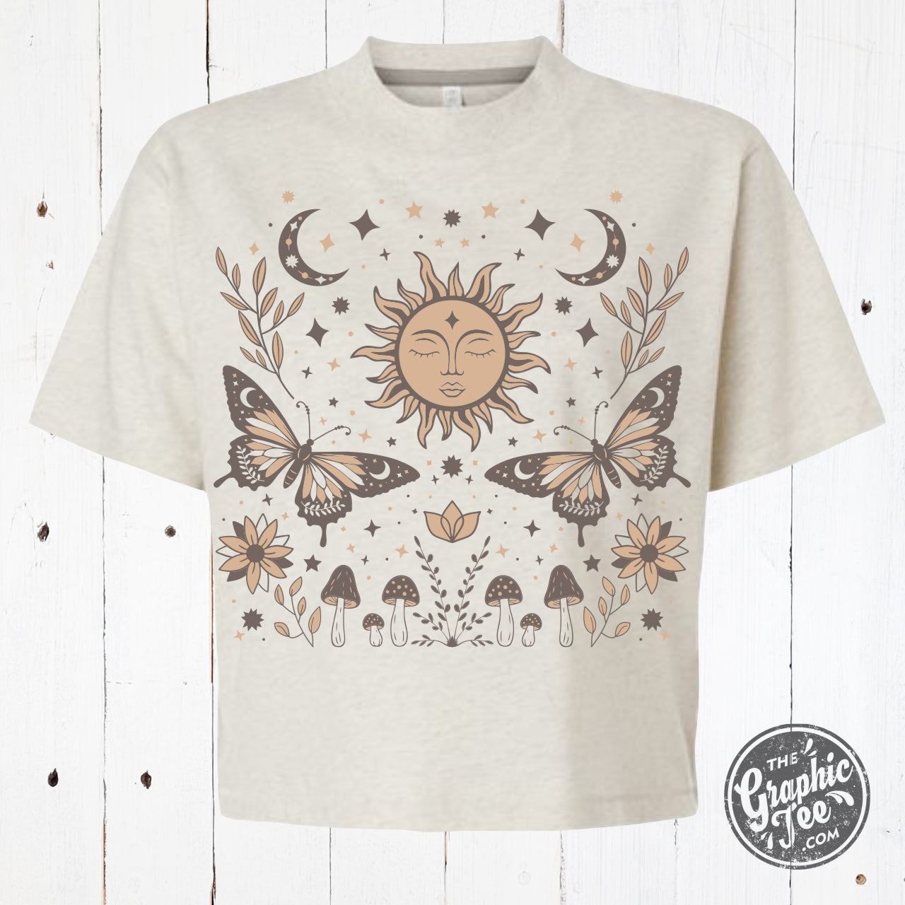 *WHOLESALE* 90's Vibes Celestial Mid Length Crop Drop Sleeve Short Sleeve Tee