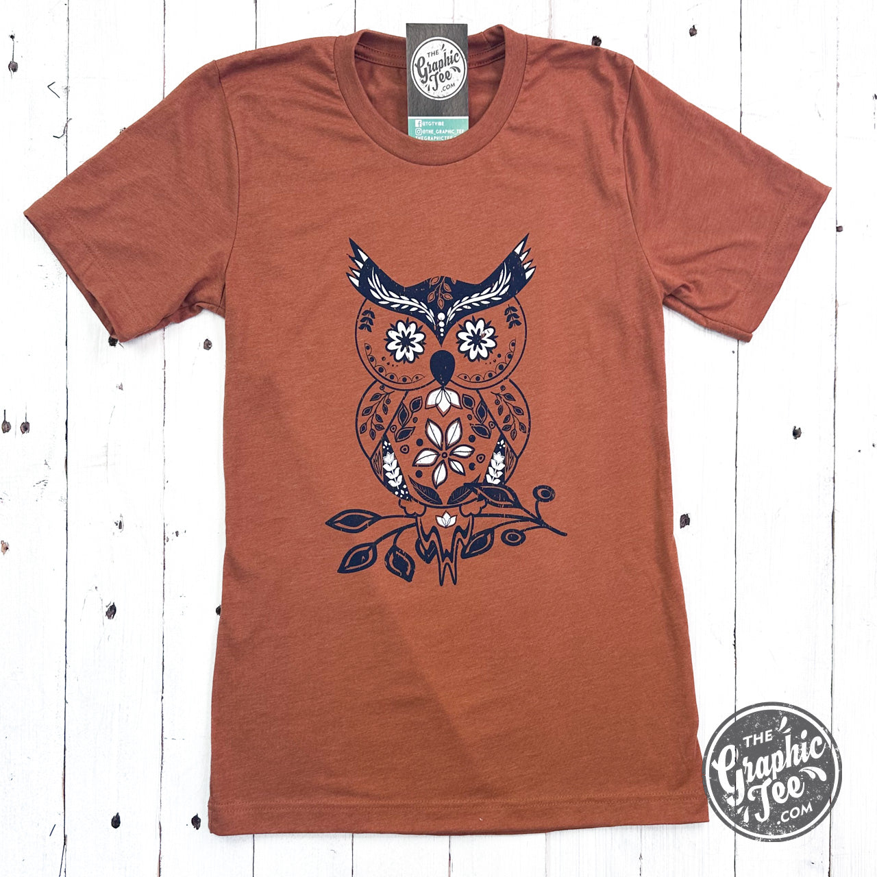 *WHOLESALE* Boho Owl Heather Autumn Short Sleeve Tee