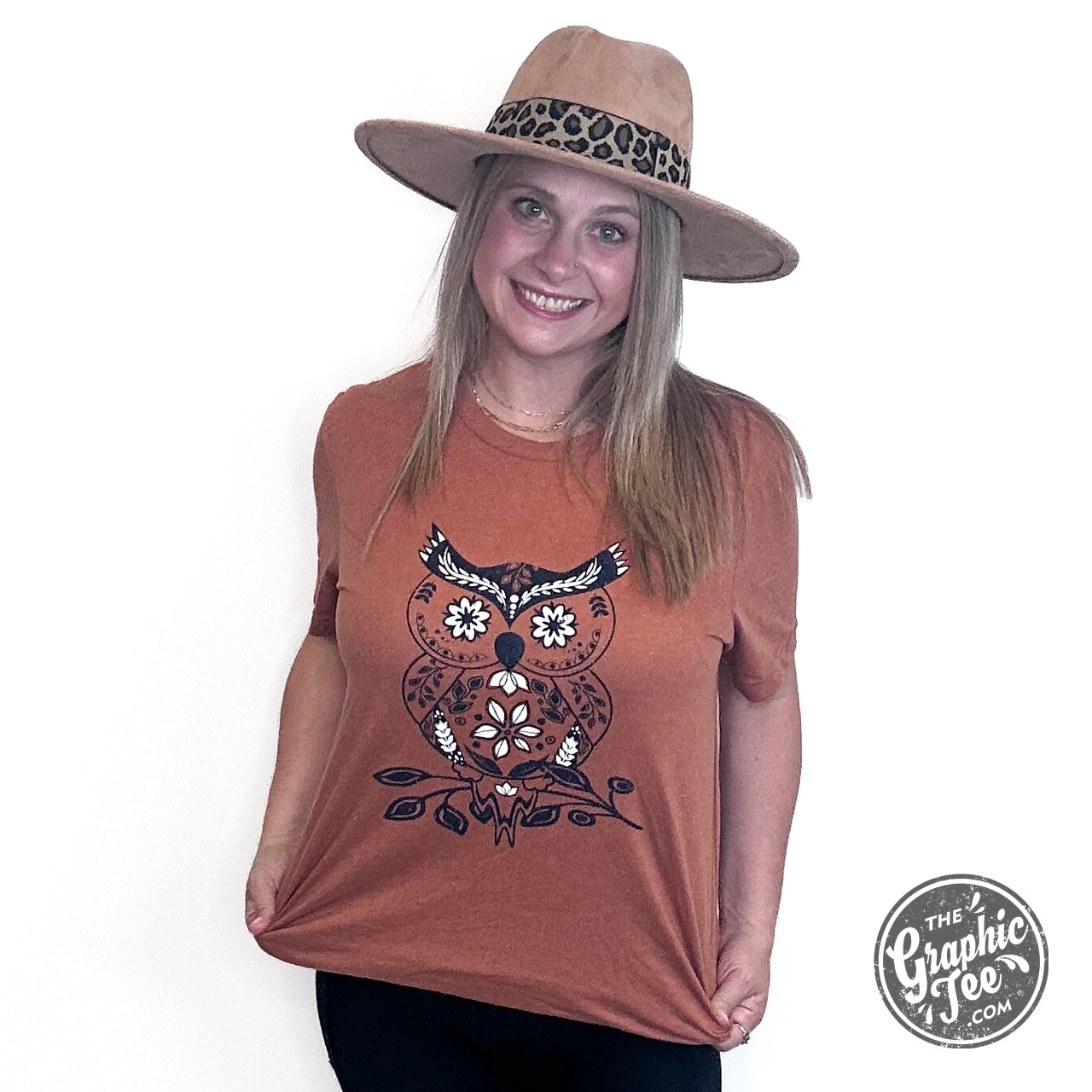 *WHOLESALE* Boho Owl Heather Autumn Short Sleeve Tee