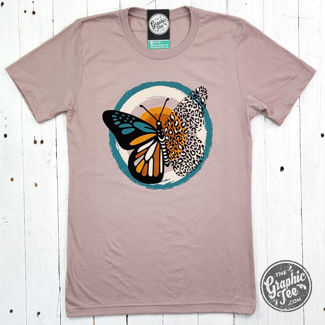 *WHOLESALE* Fall Butterfly Heather Pink Gravel Short Sleeve Tee