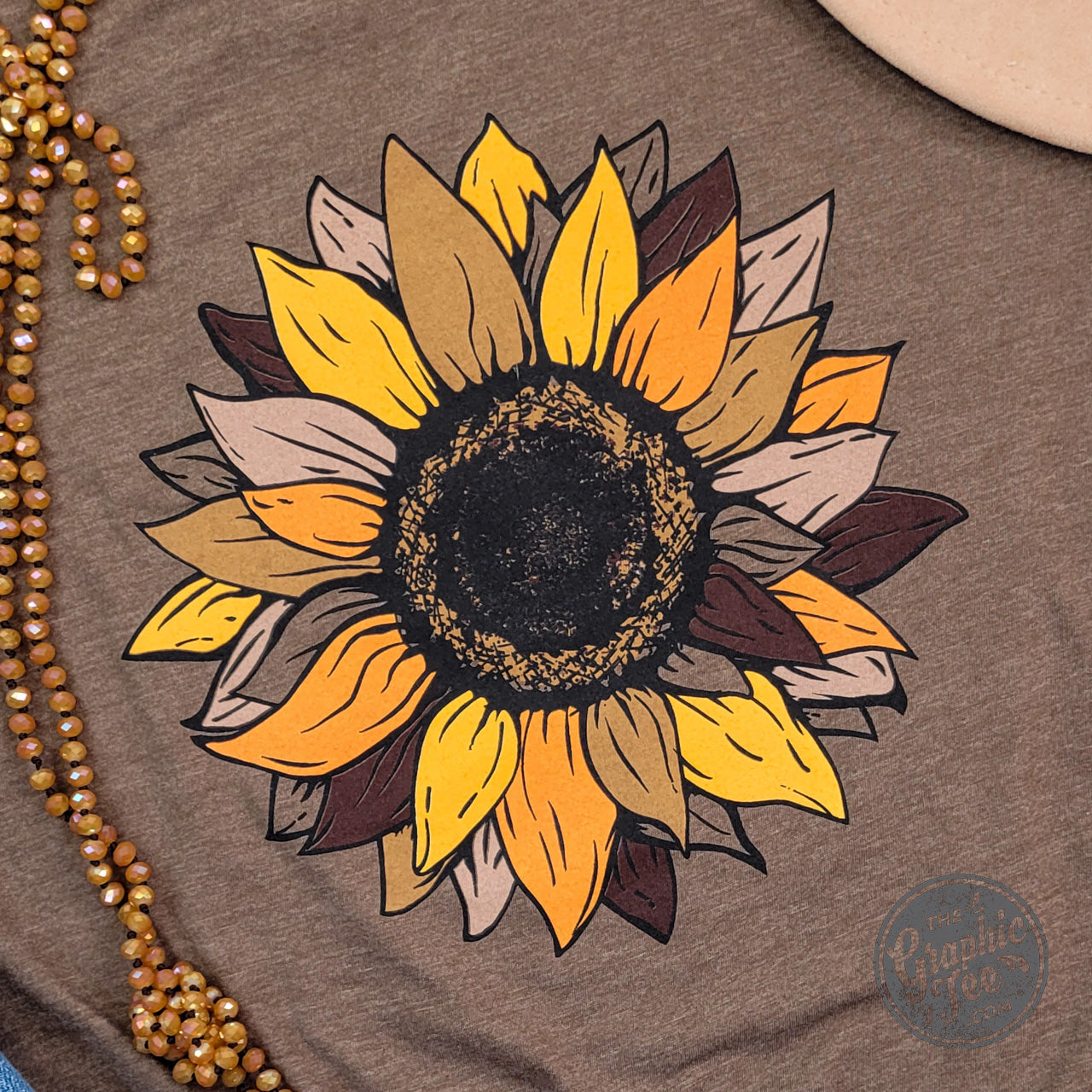 *WHOLESALE* Fall Sunflower Heather Brown Short Sleeve Tee