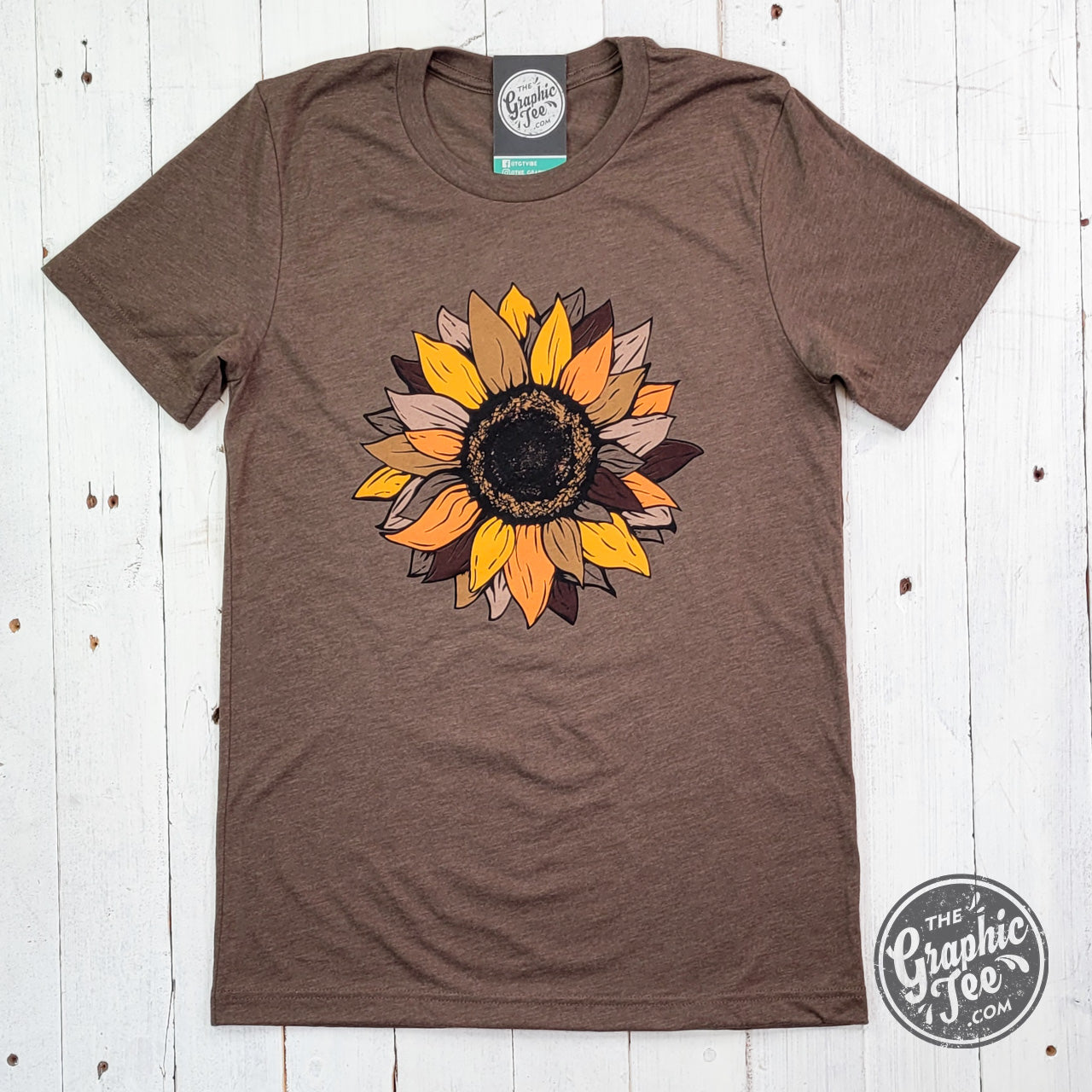 *WHOLESALE* Fall Sunflower Heather Brown Short Sleeve Tee