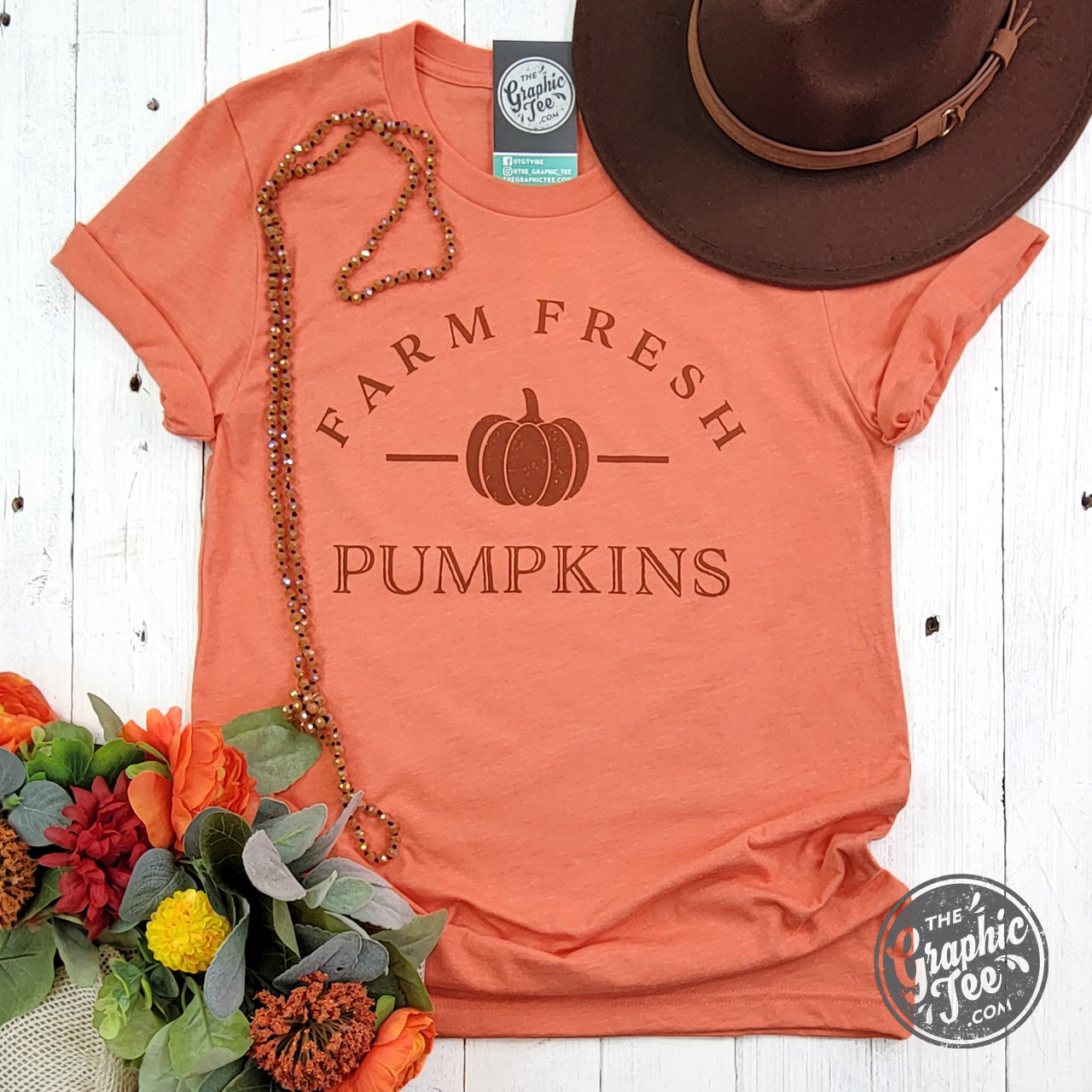 *WHOLESALE* Farm Fresh Pumpkins Heather Orange Short Sleeve Tee