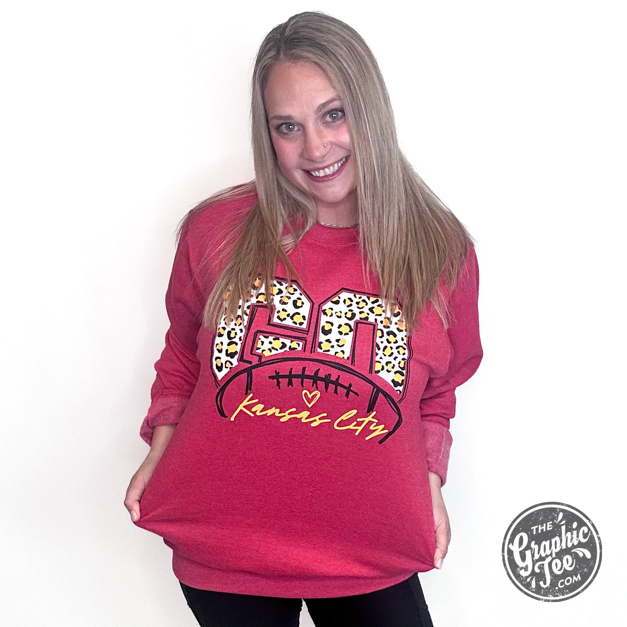 *WHOLESALE* Go KC Leopard Red Unisex Crewneck Sweatshirt