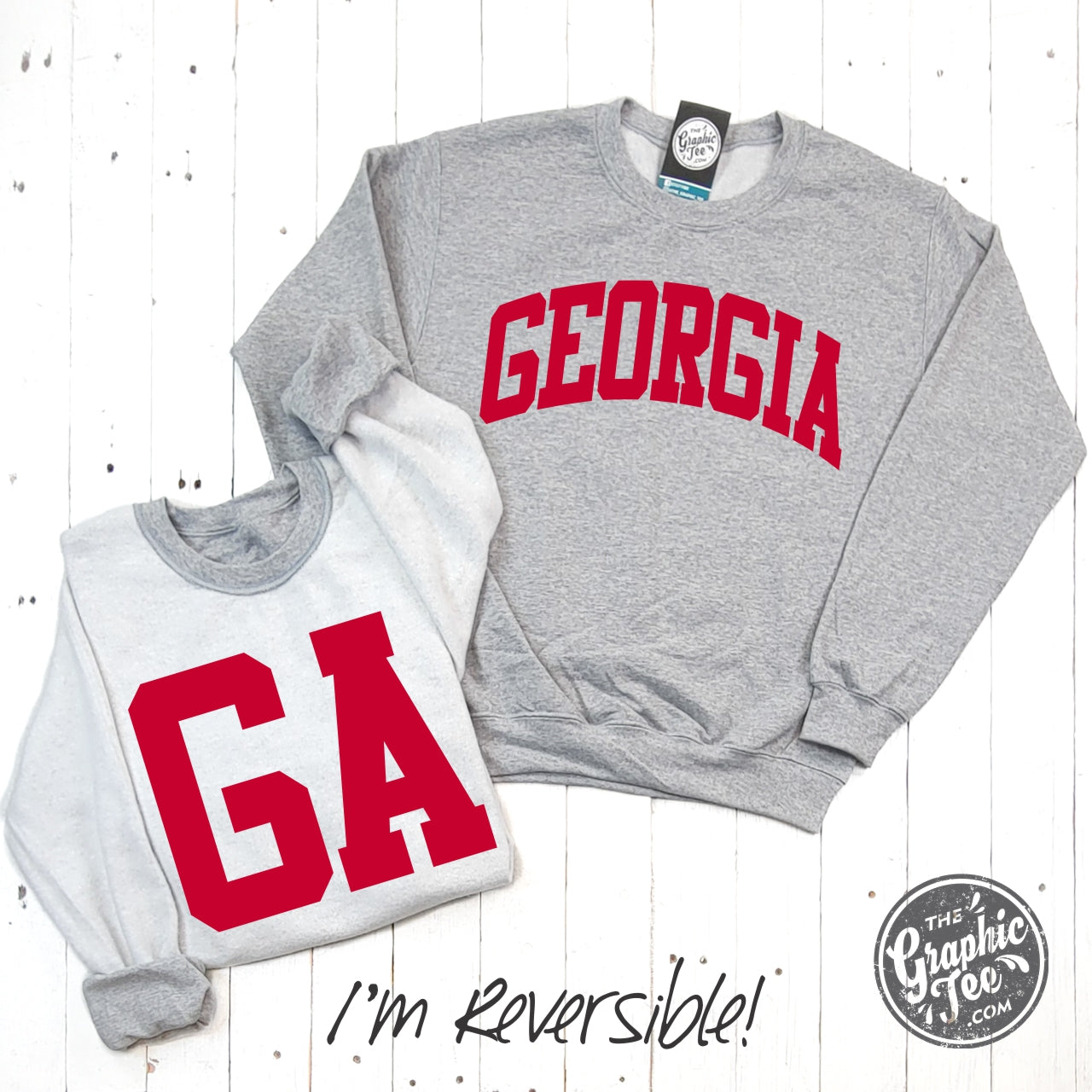 *WHOLESALE* Georgia Reversible Sport Grey Crewneck Sweatshirt
