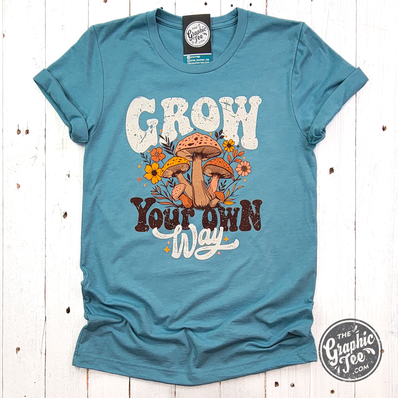 *WHOLESALE* Grow Your Own Way Heather Blue Lagoon Short Sleeve Tee