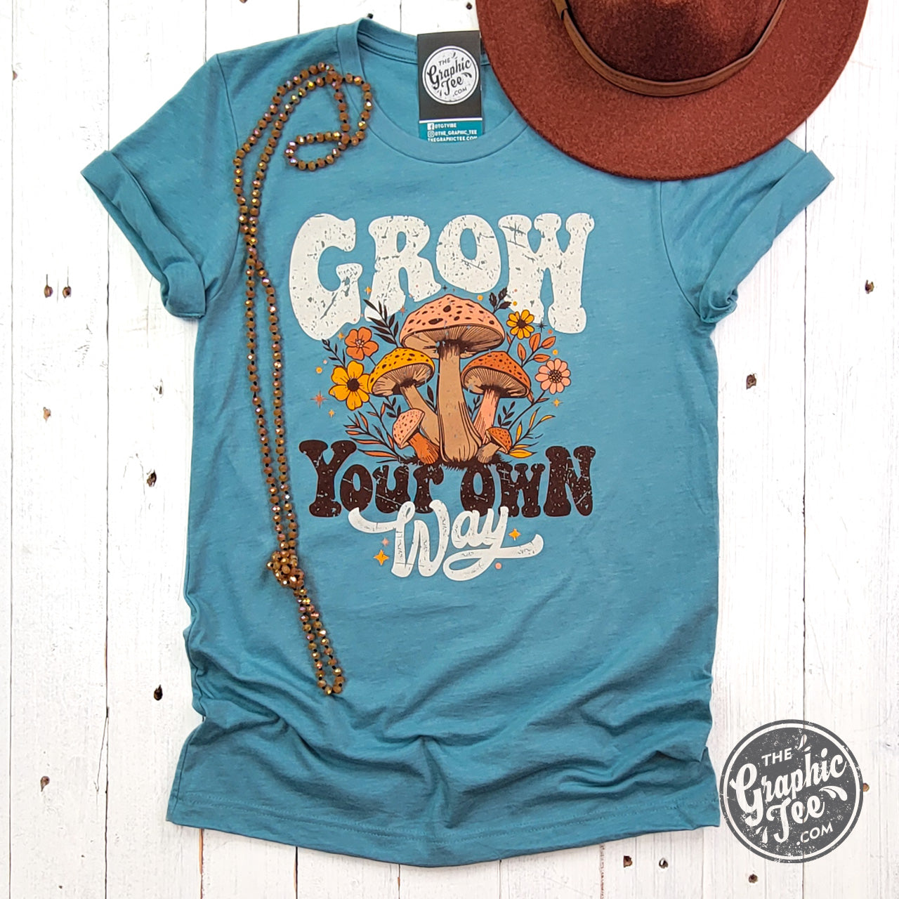 *WHOLESALE* Grow Your Own Way Heather Blue Lagoon Short Sleeve Tee