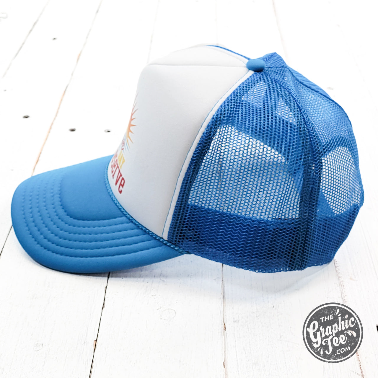 *WHOLESALE* Have the Day You Deserve Neon Blue and White Foam Trucker Cap